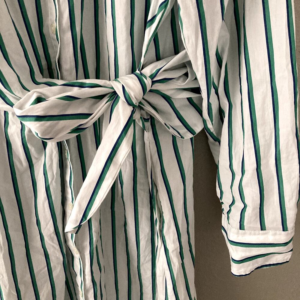 Universal Thread Long Sleeve Tie-Front Midi Shirt Dress Green Stripe XXL - Picture 5 of 8